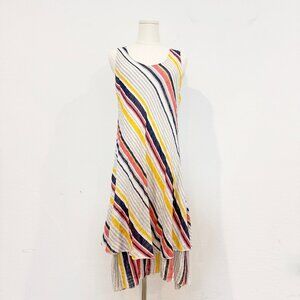 Belle‎ France Womens Tiered Lagenlook Sleeveless Striped Midi Dress Size Large